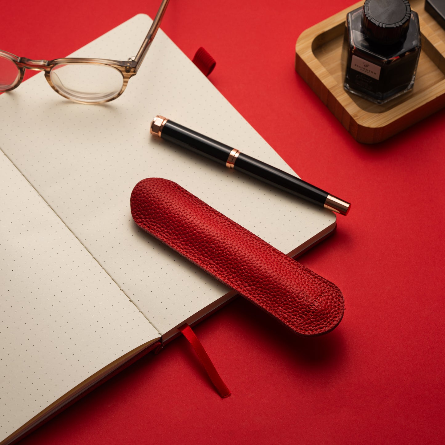 Leather Pen Sleeve Red