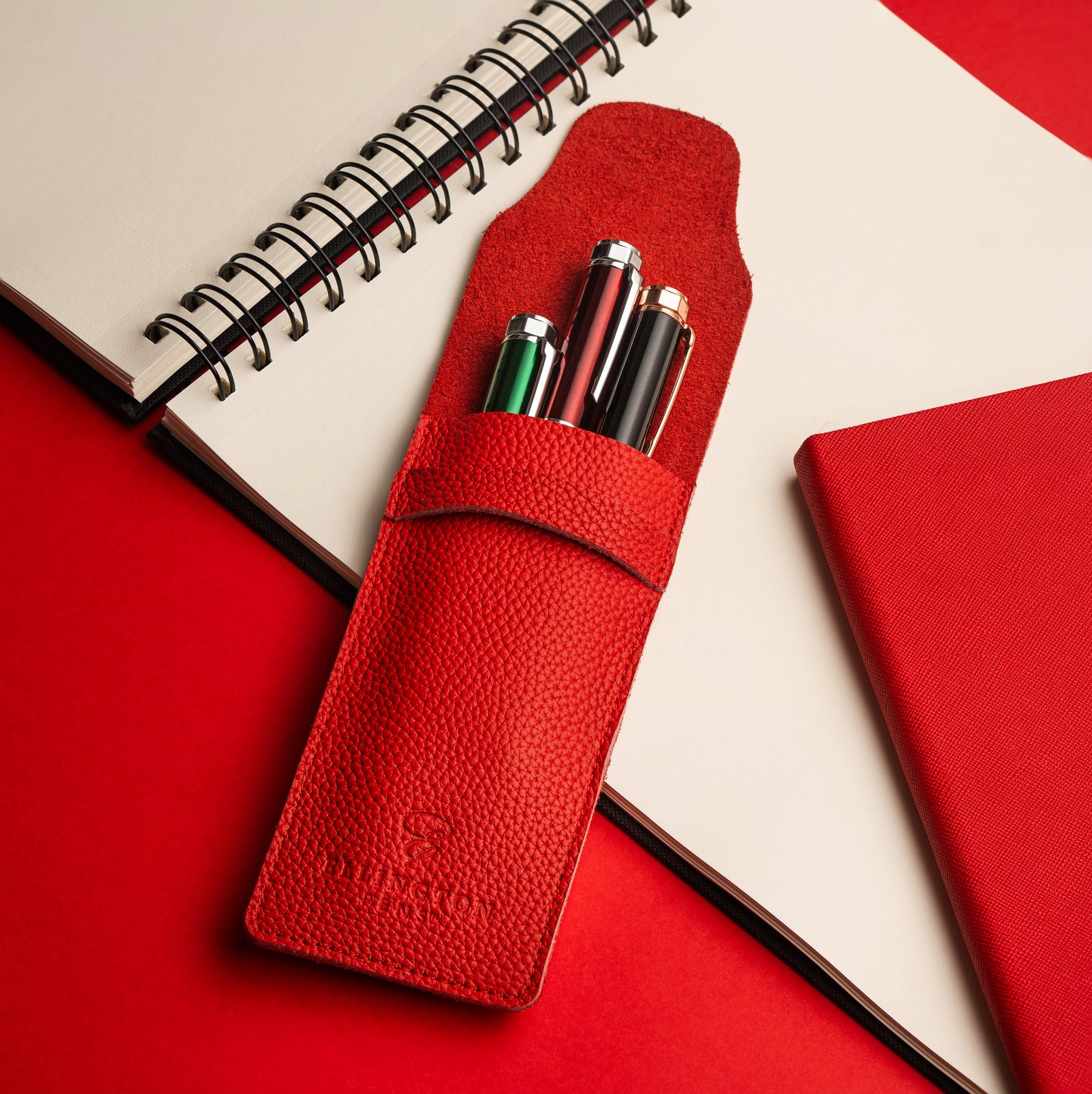 Leather Pen Case Red