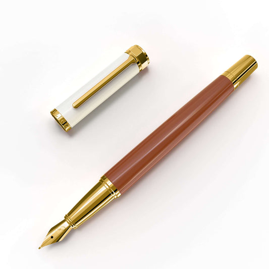 Ivory Suede Gold Fountain Pen
