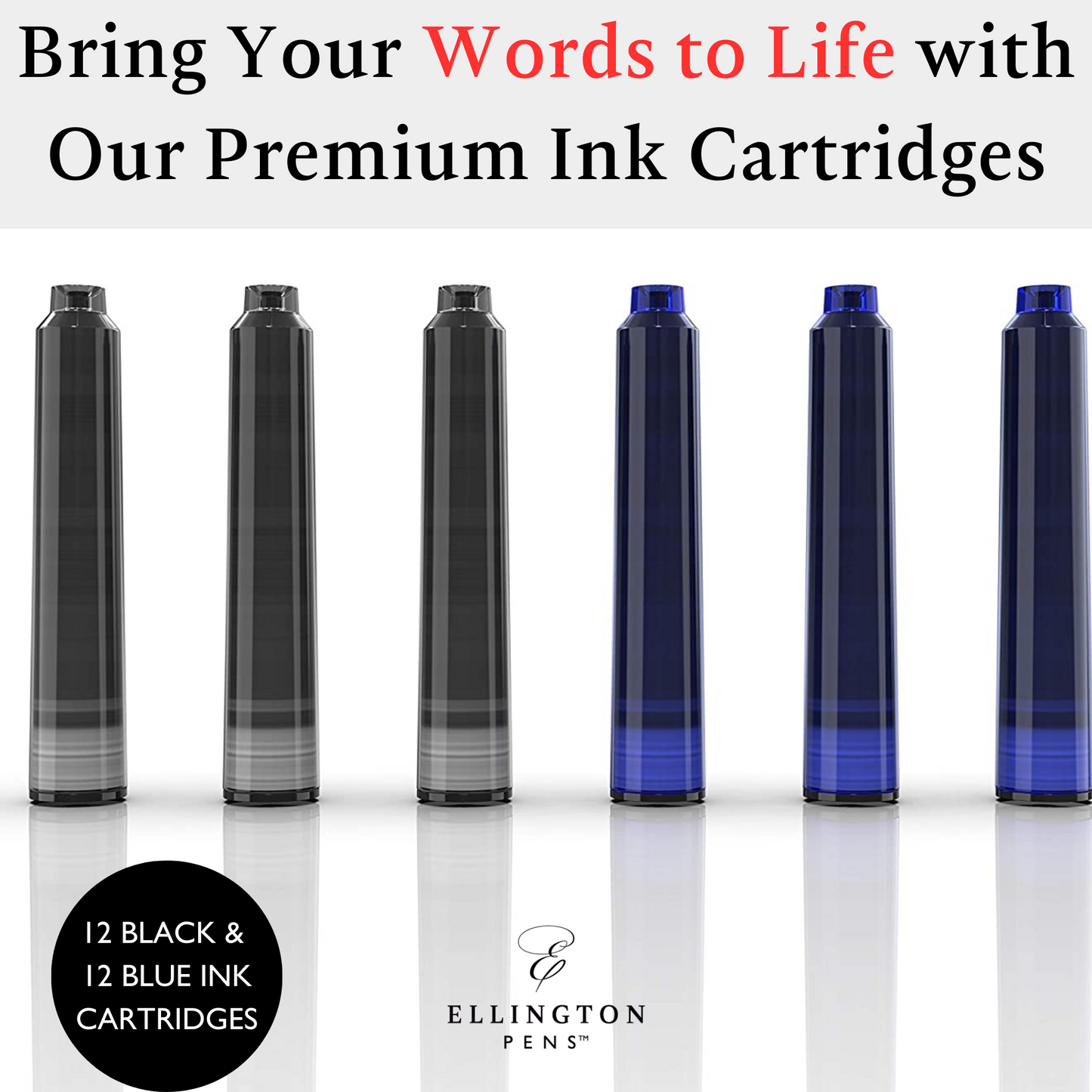 Refill Ink Cartridges - 24 Pack - Compatible with Ellington Pens