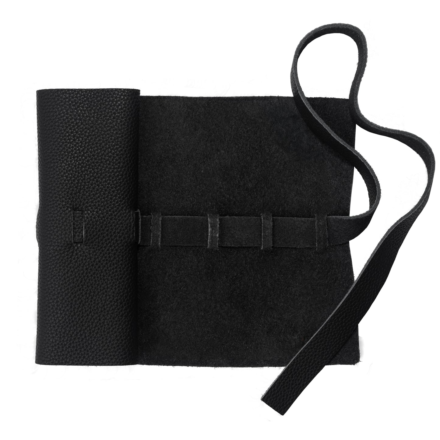 Leather Roll Pen Case Black