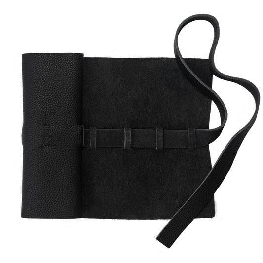 Leather Roll Pen Case Black