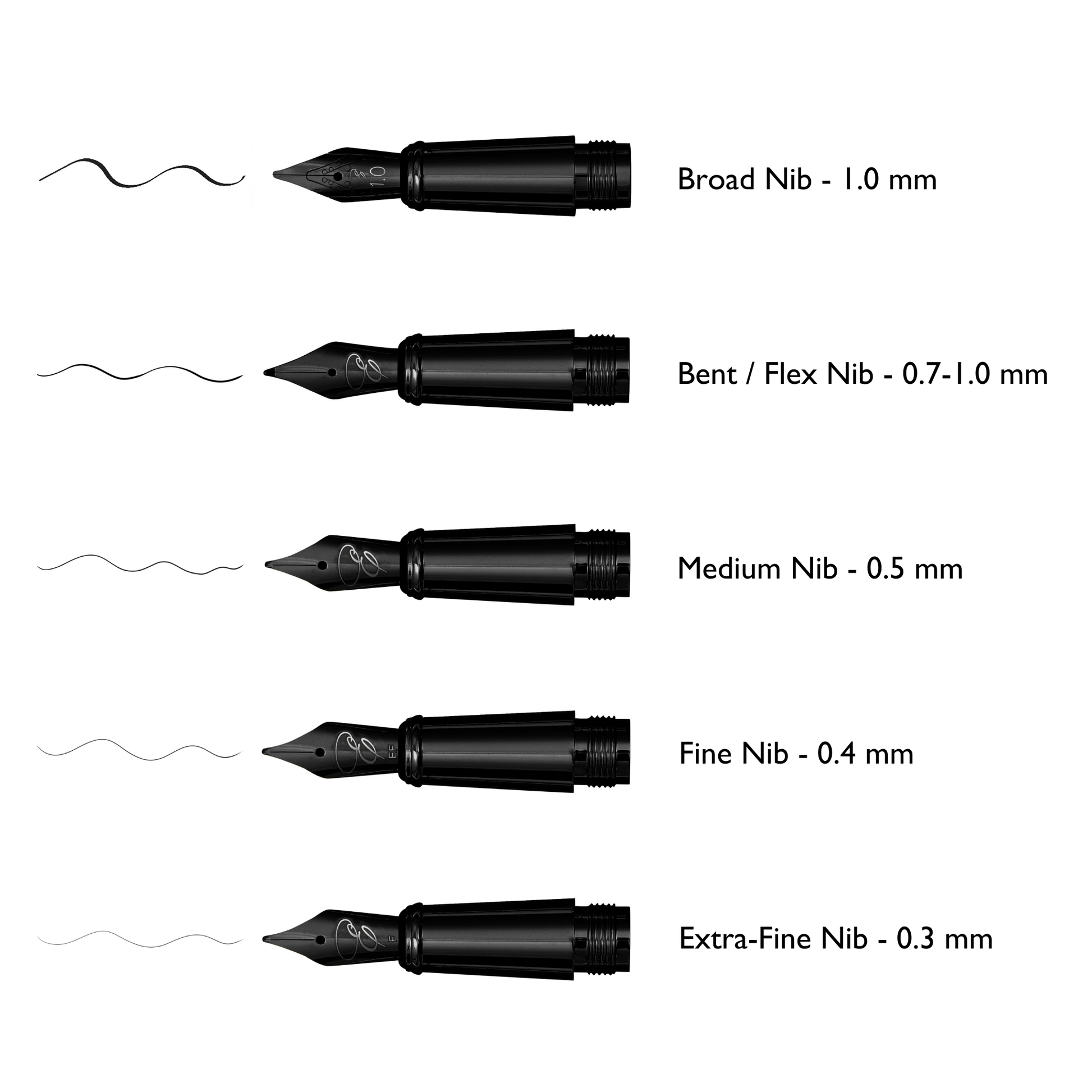 Replacement Nib with Ink Converter - All Black fountain pen