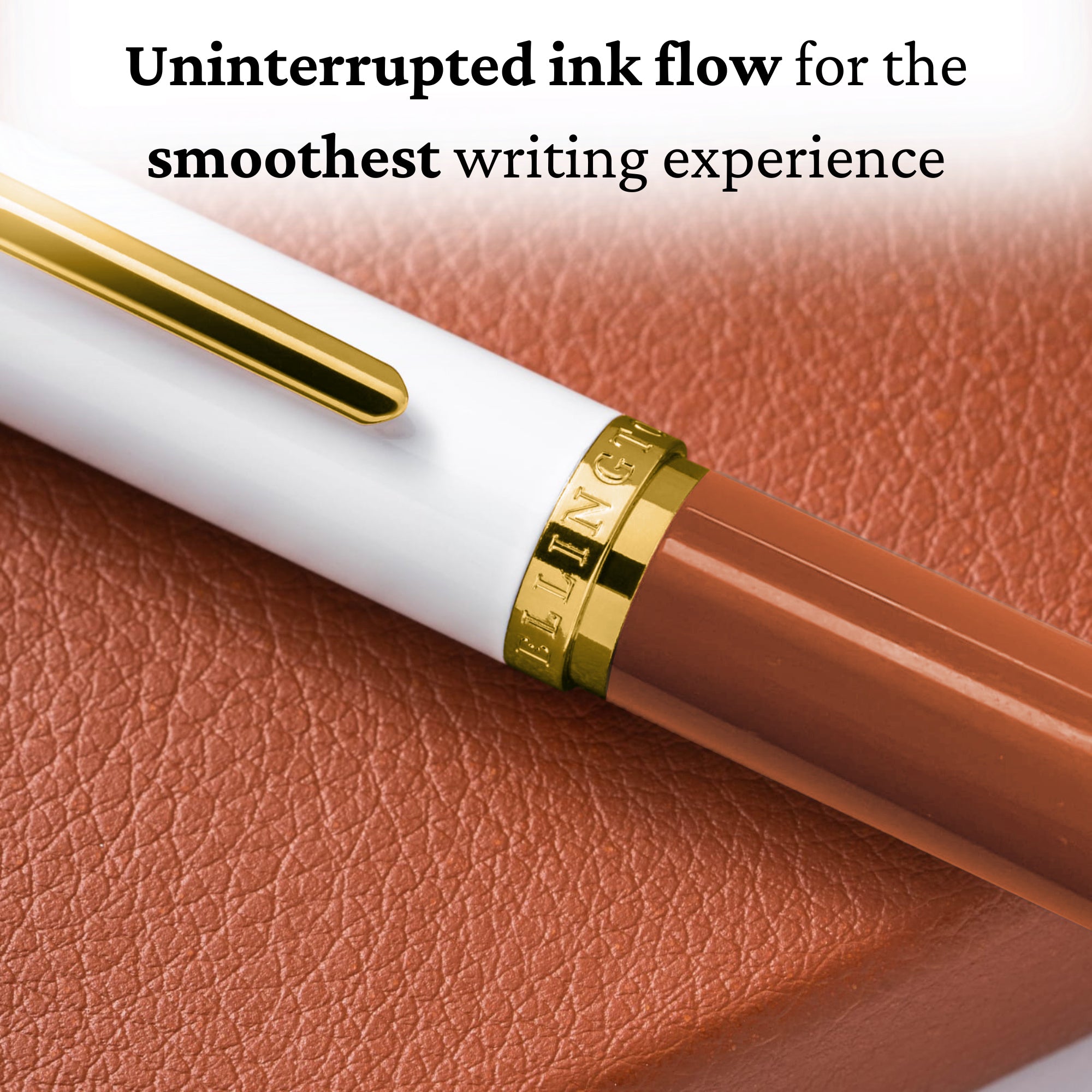 Ivory Suede Gold Fountain Pen
