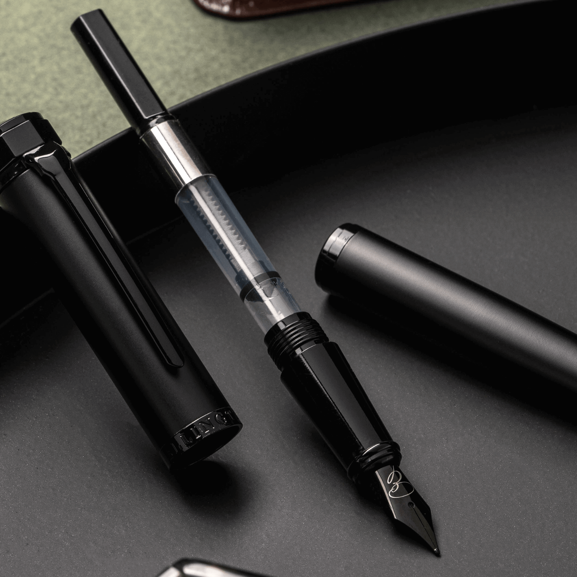 Replacement Nib with Ink Converter - All Black fountain pen
