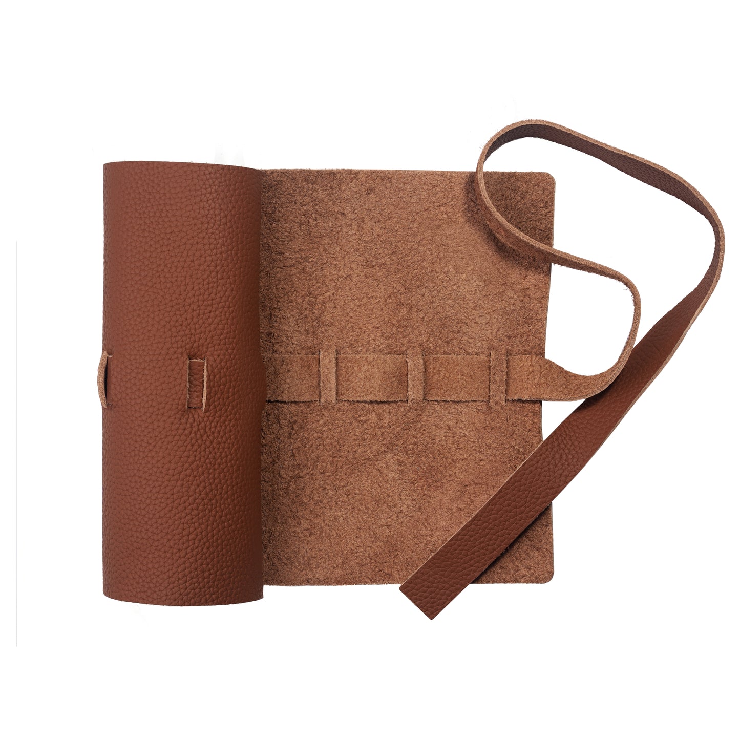 Leather Roll Pen Case Brown