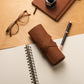 Leather Roll Pen Case Brown