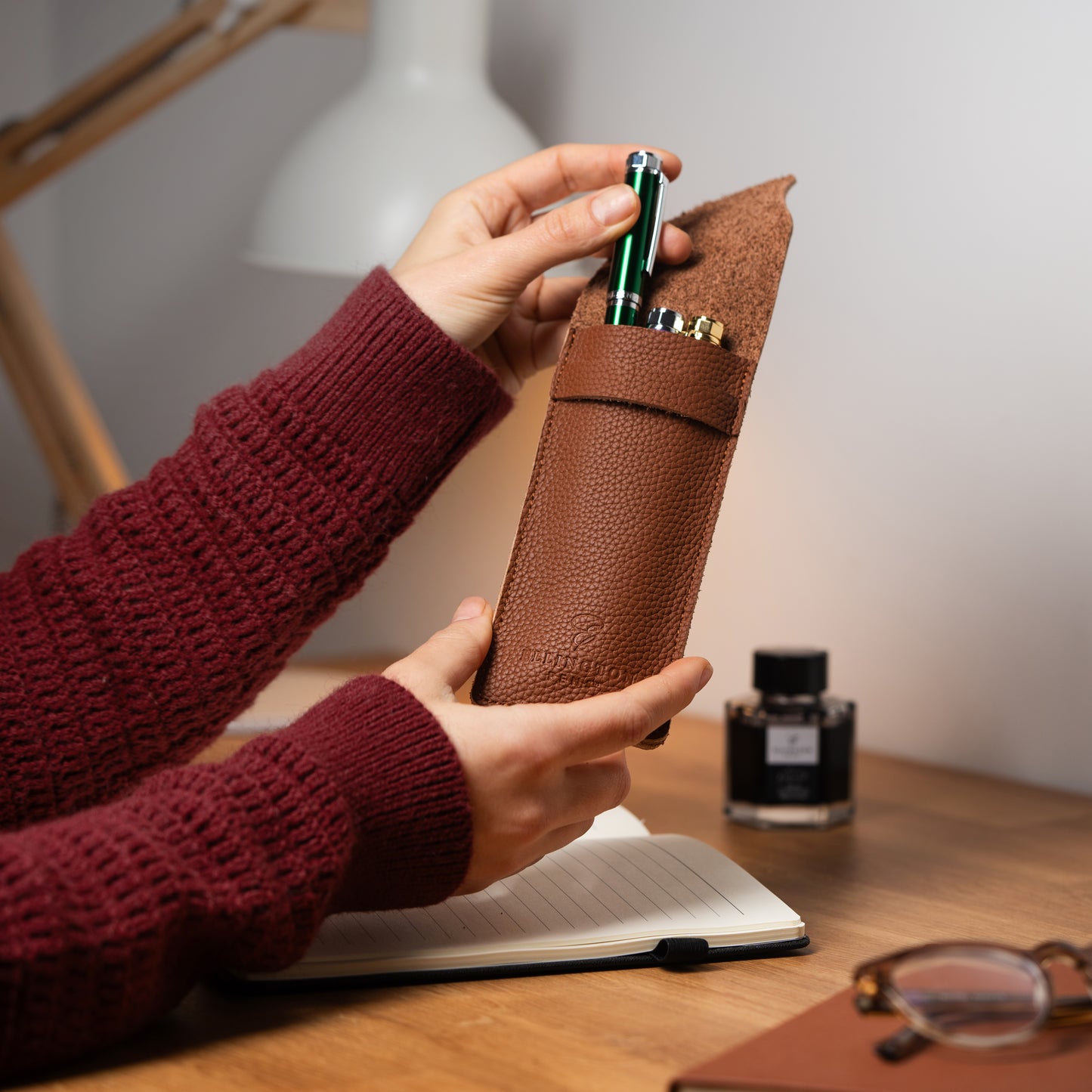 Leather Pen Case Brown