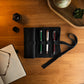 Leather Roll Pen Case Black