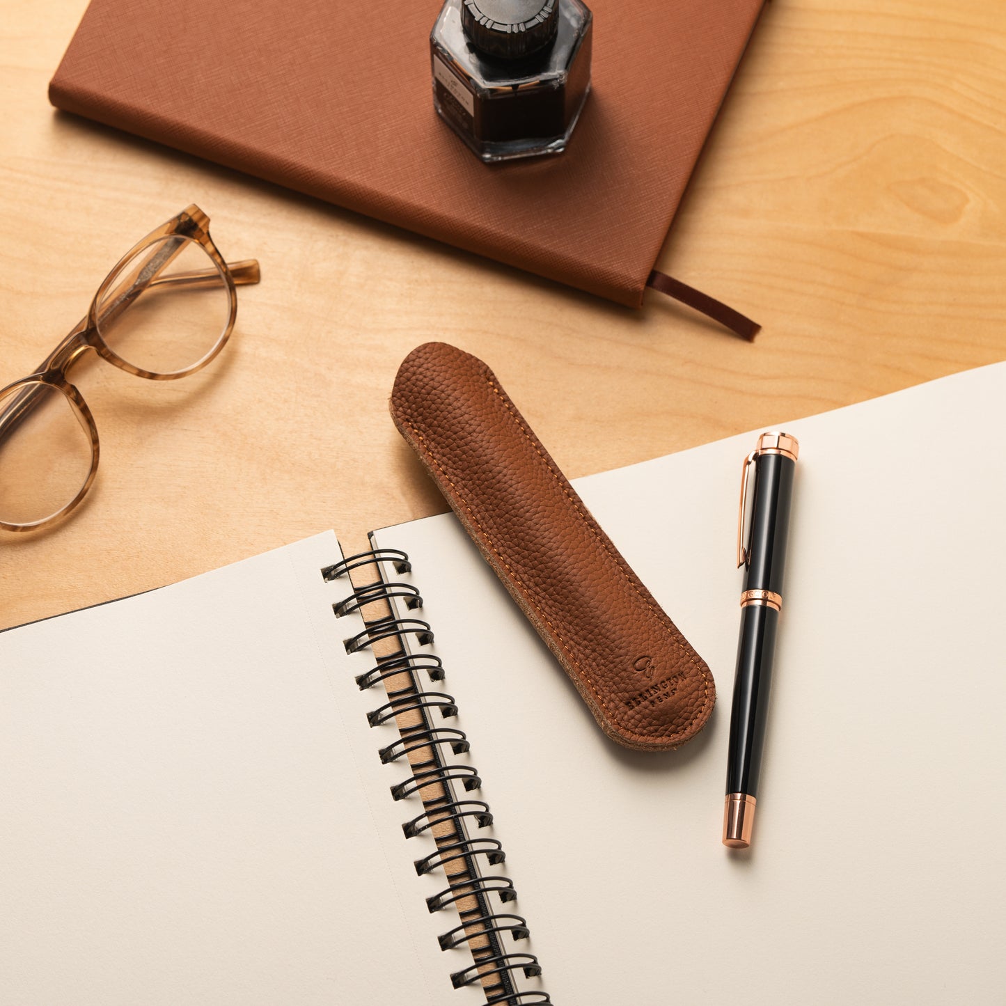 Leather Pen Sleeve Brown