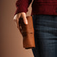 Leather Roll Pen Case Red