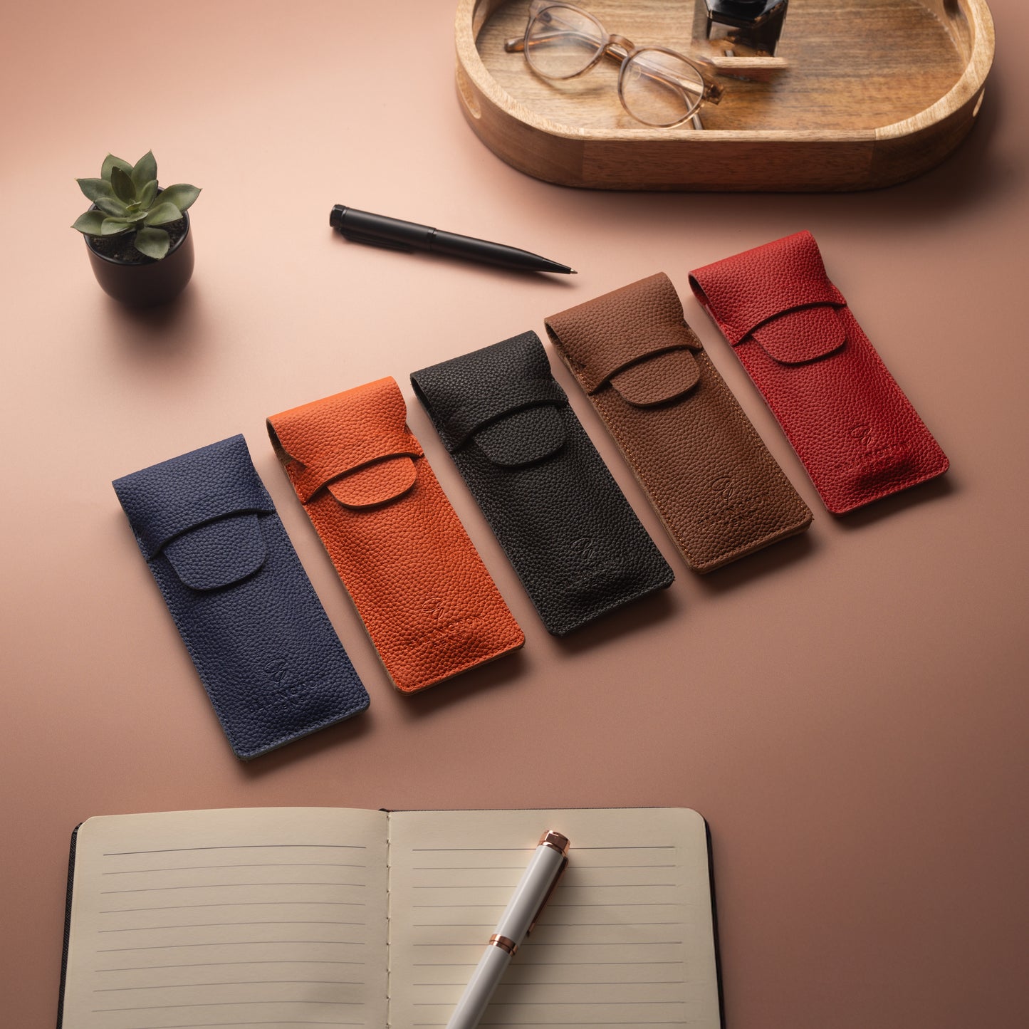 Leather Pen Case Orange