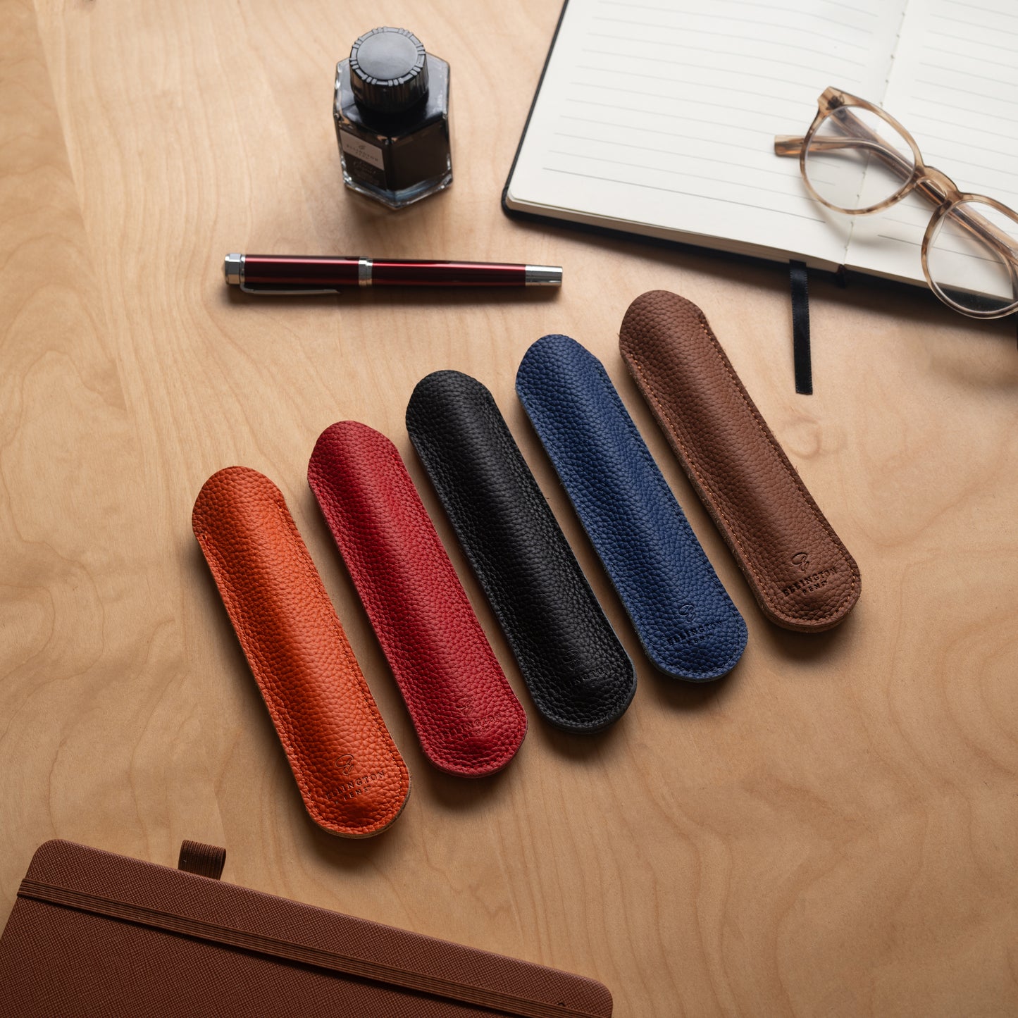Leather Pen Sleeve Blue