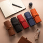 Leather Roll Pen Case Red