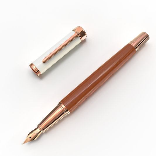 Ivory Suede Rose Gold Fountain Pen