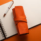 Leather Roll Pen Case Orange
