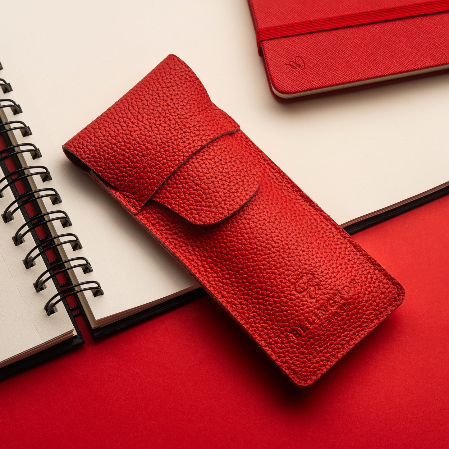 Leather Pen Case Red