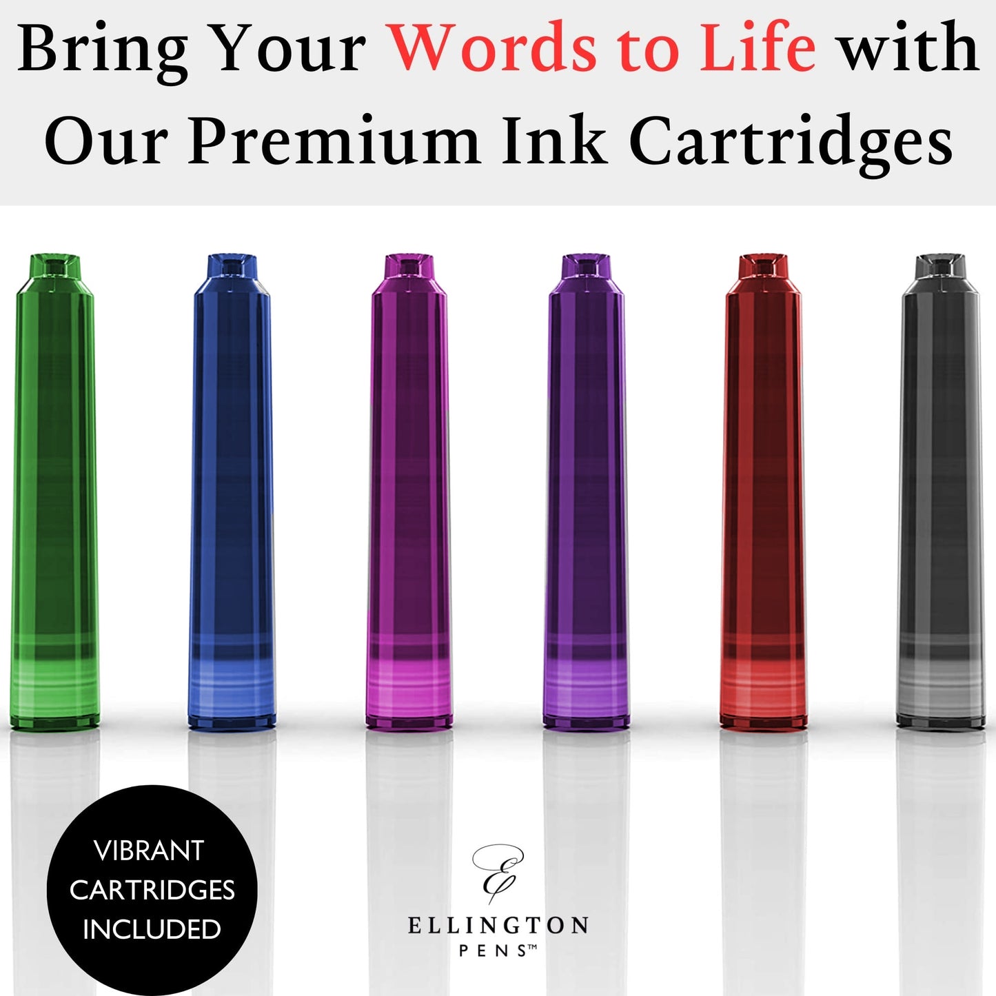 Vibrant Refill Ink Cartridges - 24 Pack - Compatible with Ellington Pens