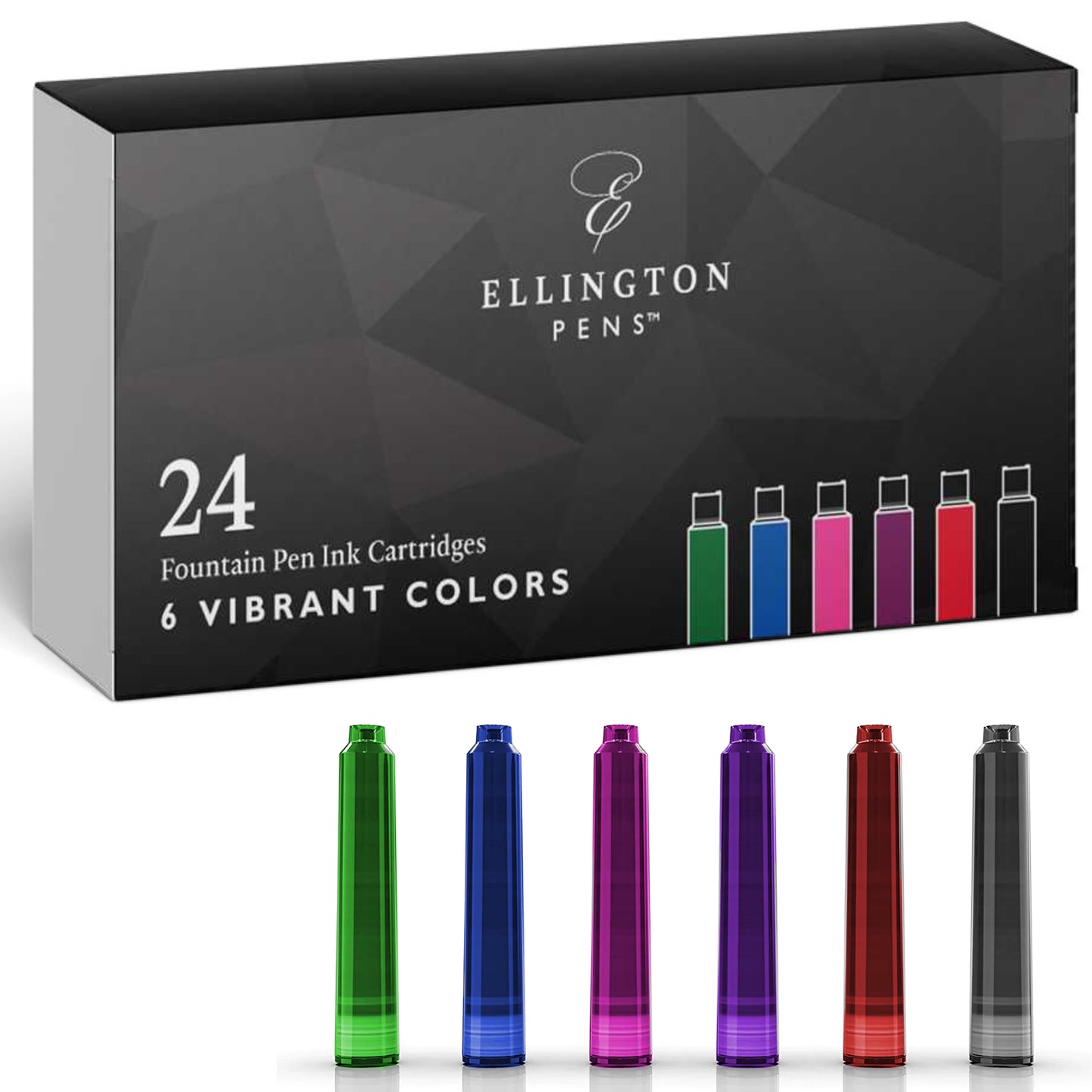 Vibrant Refill Ink Cartridges - 24 Pack - Compatible with Ellington Pens