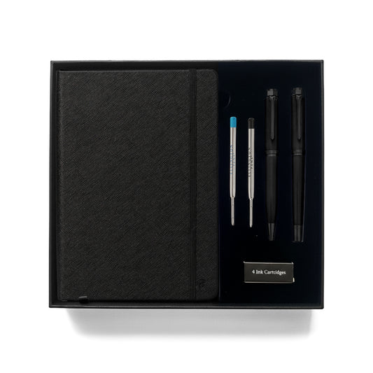 The Stealth Fountain Pen and Ballpoint Duo Journal Set