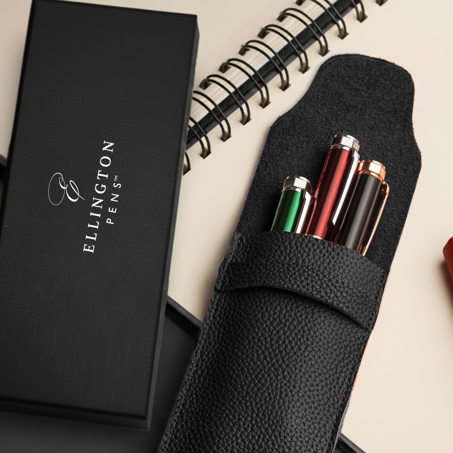 Black Leather Pen Case with Gift Box