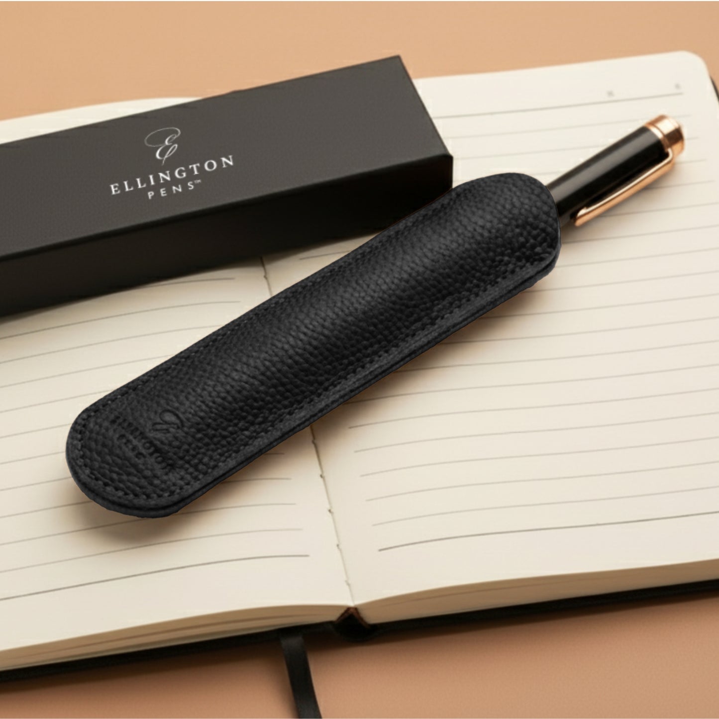 Black Leather Pen Sleeve with Gift Box