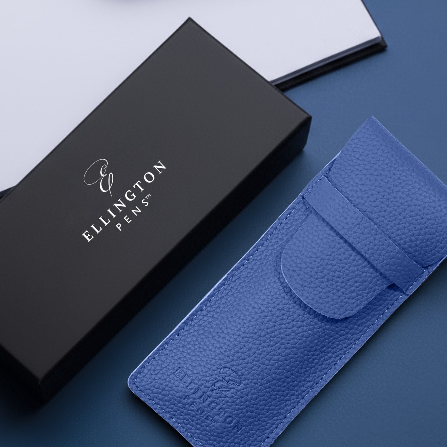 Blue Leather Pen Case with Gift Box