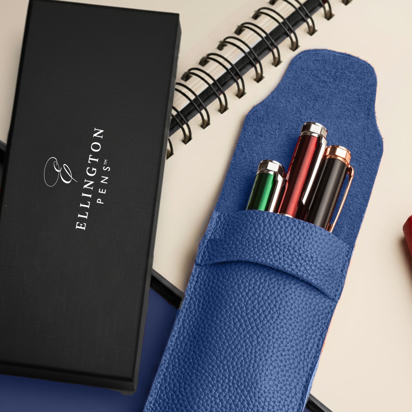Blue Leather Pen Case with Gift Box