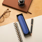 Blue Leather Pen Sleeve with Gift Box