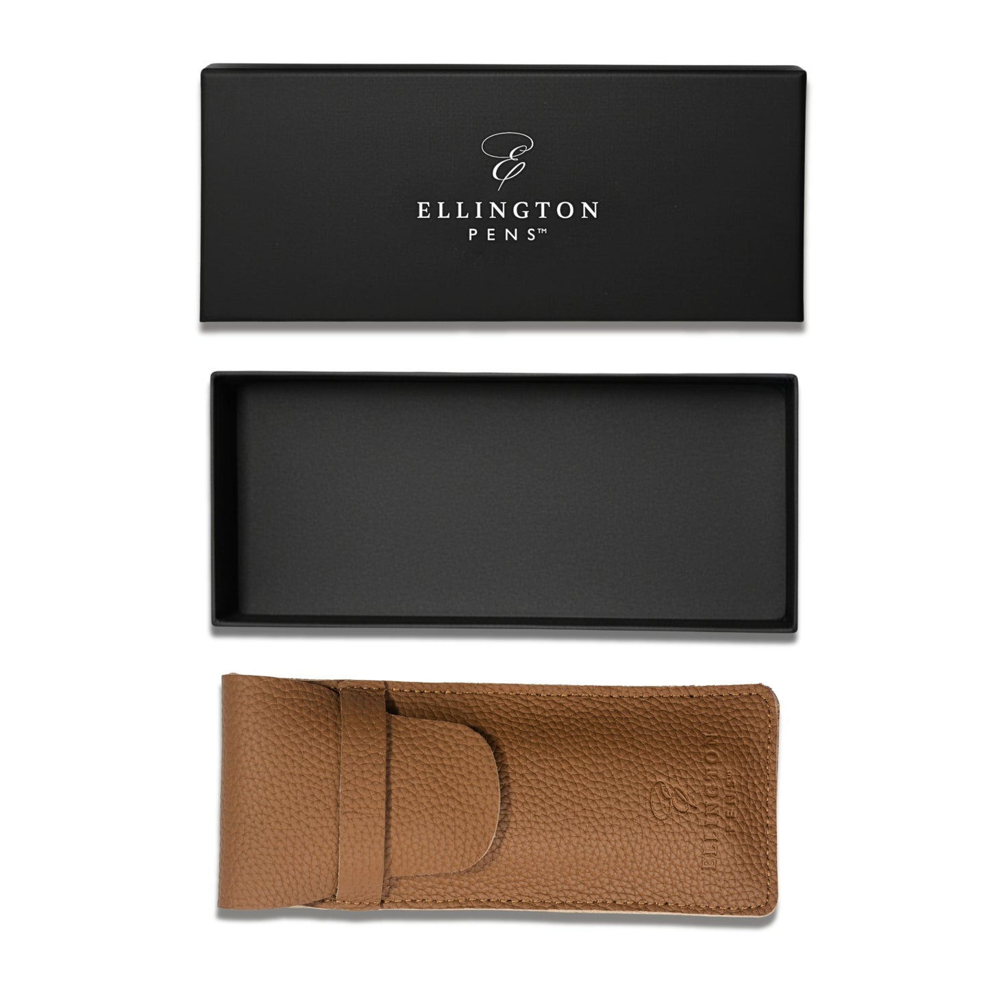 Tan Brown Leather Pen Case with Gift Box