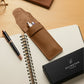 Tan Brown Leather Pen Case with Gift Box