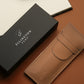 Tan Brown Leather Pen Case with Gift Box