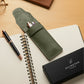 Khaki Green Leather Pen Case with Gift Box