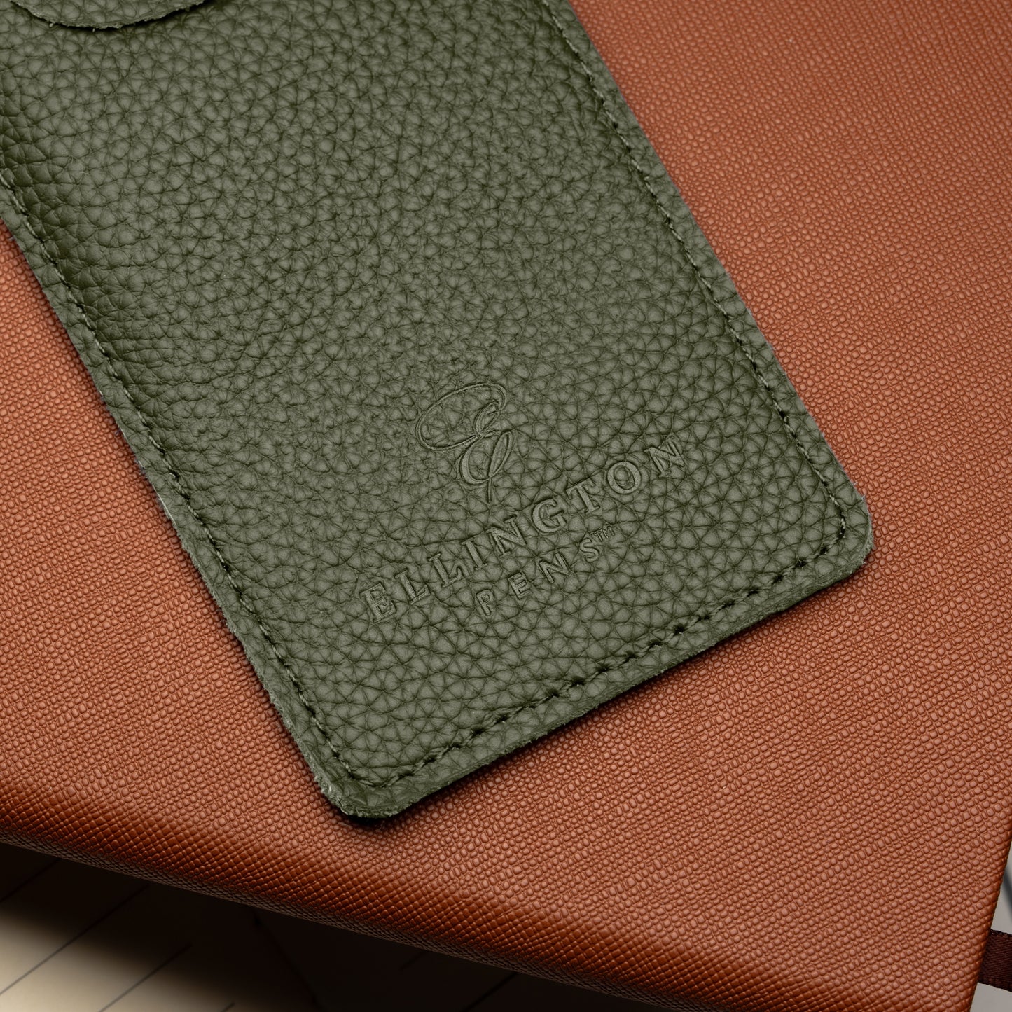 Khaki Green Leather Pen Case with Gift Box