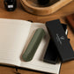 Khaki Green Leather Pen Sleeve with Gift Box